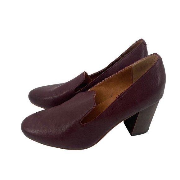 Latigo Size 8 M Kala Maroon Leather Classic Pump Chunky Heel Anthropologie - Picture 2 of 12